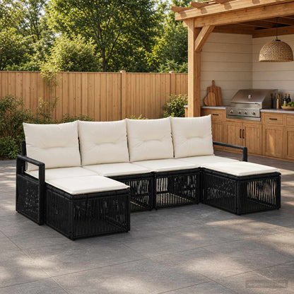Set Divano da Giardino 6 pcs Nero polyrattan | homemem39