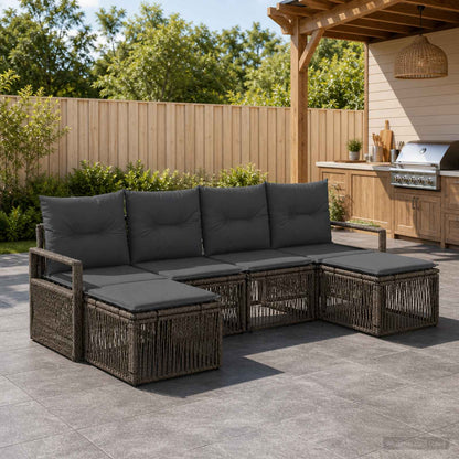 Set Divano da Giardino 6 pcs Grigio polyrattan | homemem39