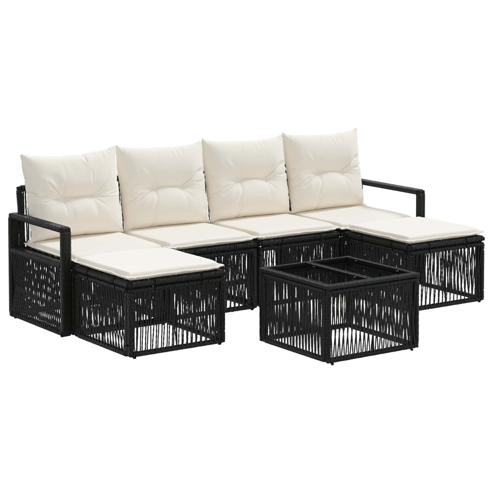 Set Divano da Giardino 7 pcs Nero polyrattan | homemem39