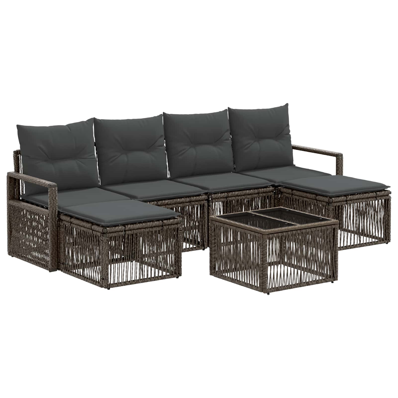 Set Divano da Giardino 7 pcs Grigio polyrattan | homemem39