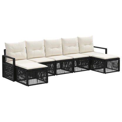 Set Divano da Giardino 7 pcs Nero polyrattan | homemem39