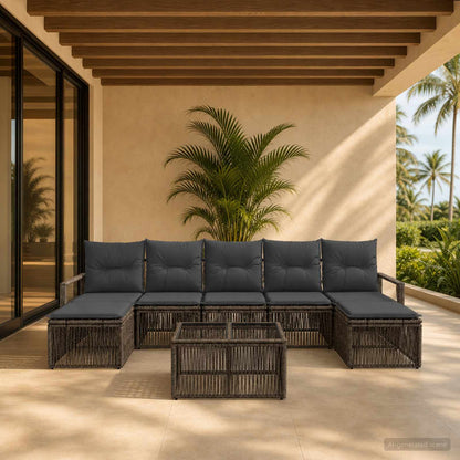 Set Divano da Giardino 8 pcs Grigio polyrattan | homemem39