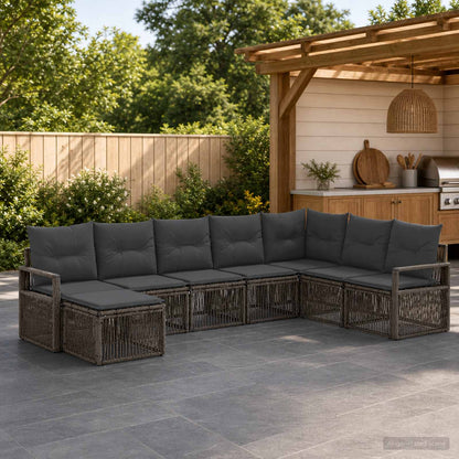 Set Divano da Giardino 8 pcs Grigio polyrattan | homemem39