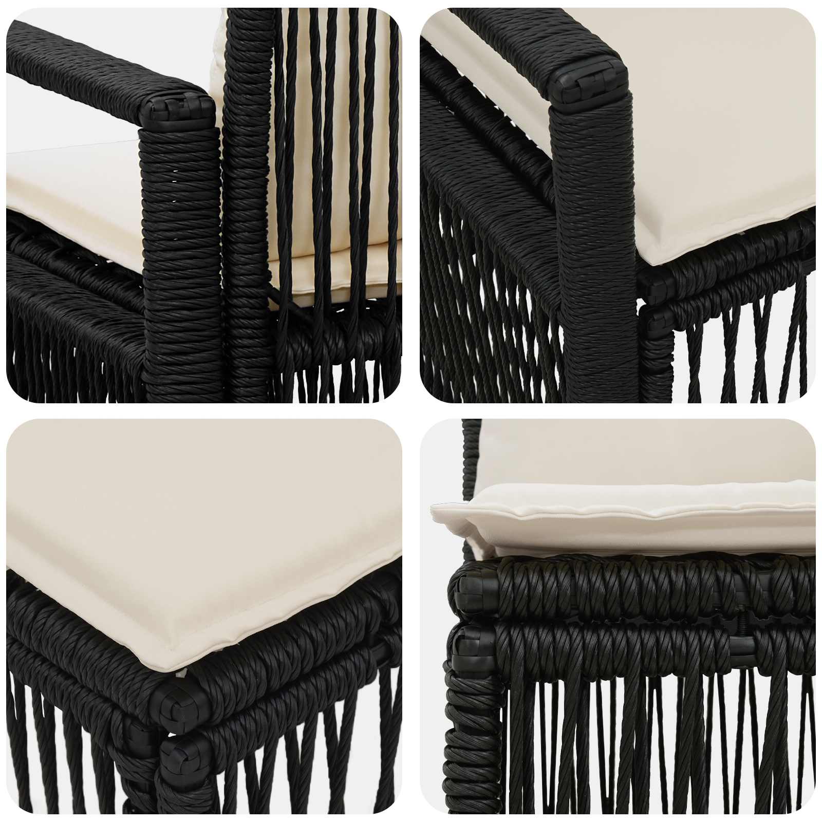 Set Divano da Giardino 6 pz 6-Numero di posti Nero polyrattan | homemem39