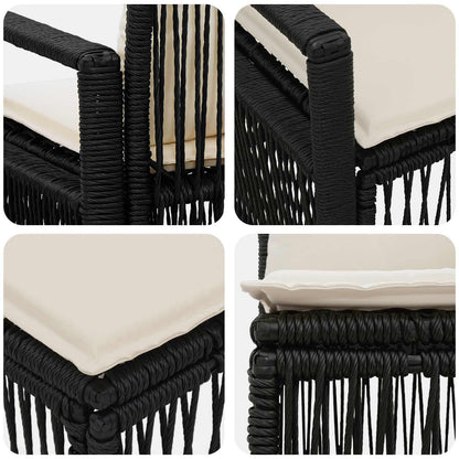Set Divano da Giardino 6 pz 6-Numero di posti Nero polyrattan | homemem39