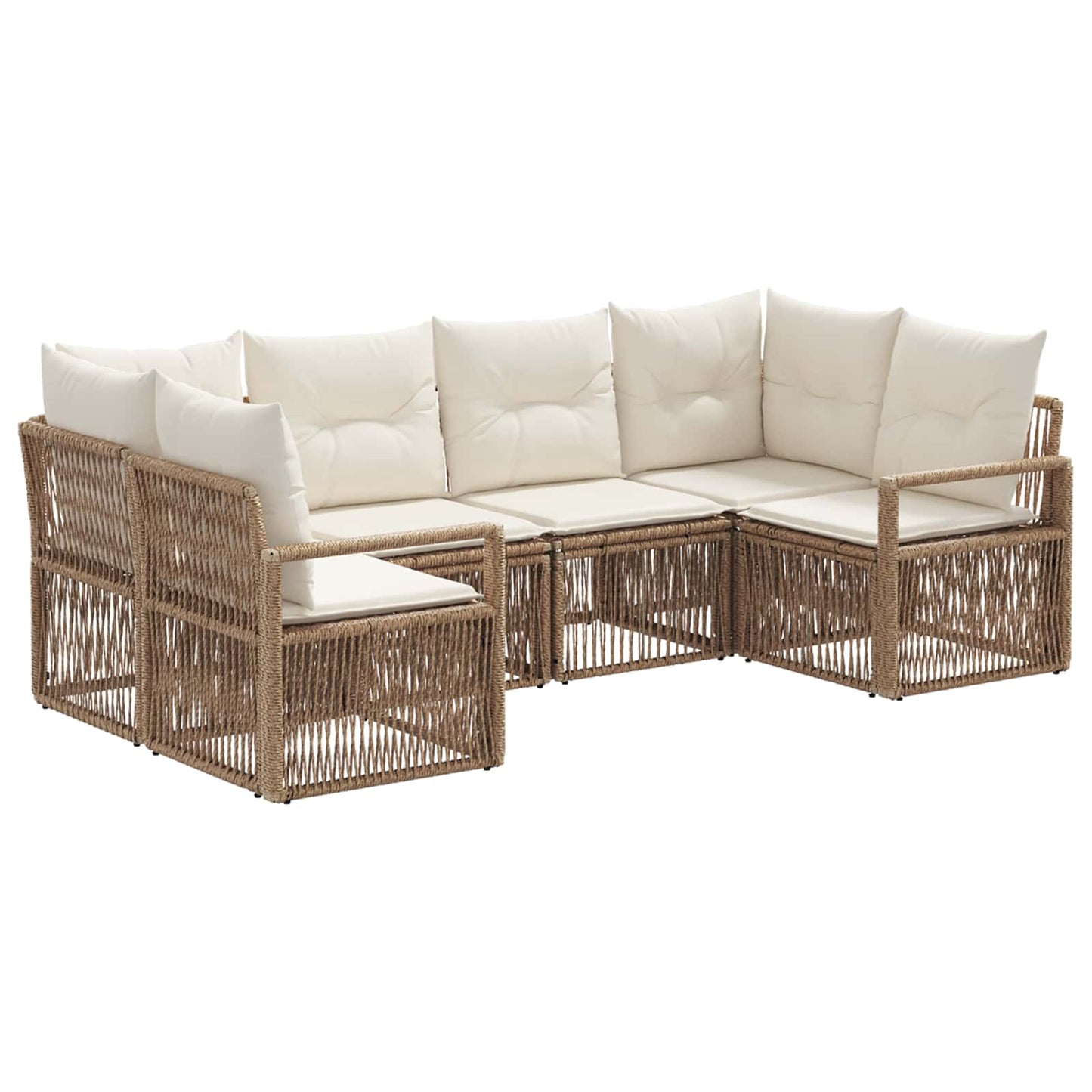 Set Divano da Giardino 6 pz 6-Numero di posti Beige polyrattan | homemem39