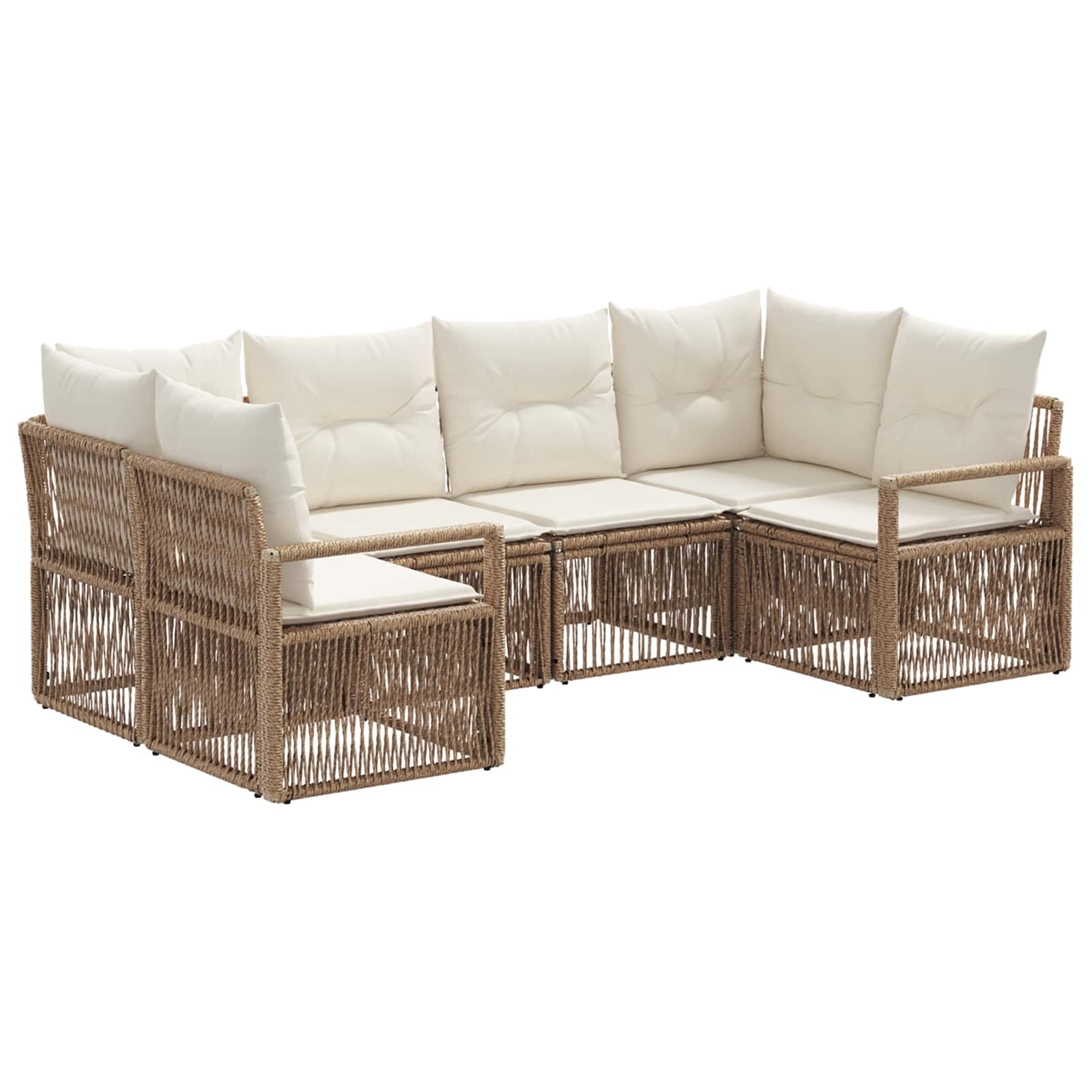 Set Divano da Giardino 6 pz 6-Numero di posti Beige polyrattan | homemem39