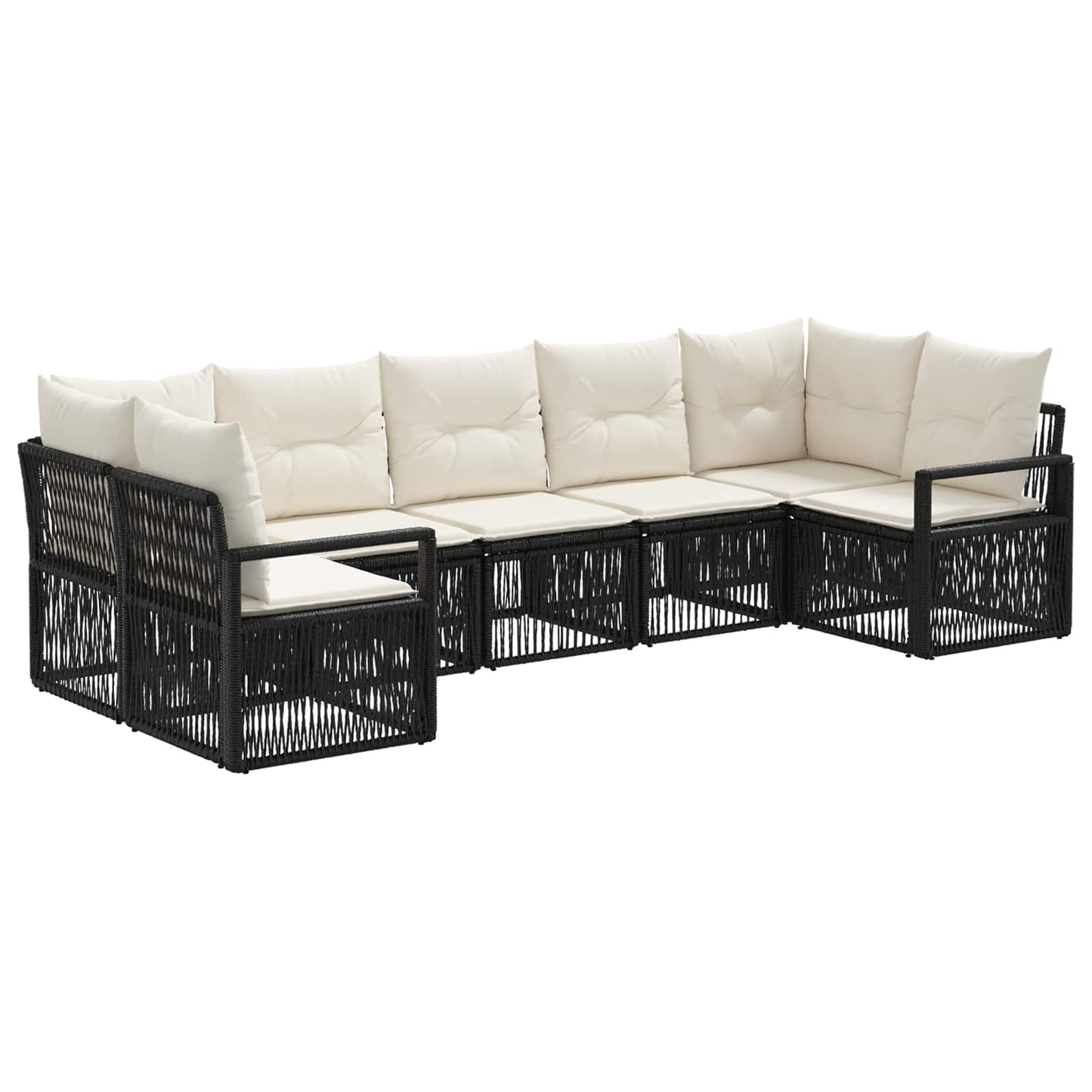Set Divano da Giardino 7 pz 7-Numero di posti Nero polyrattan | homemem39