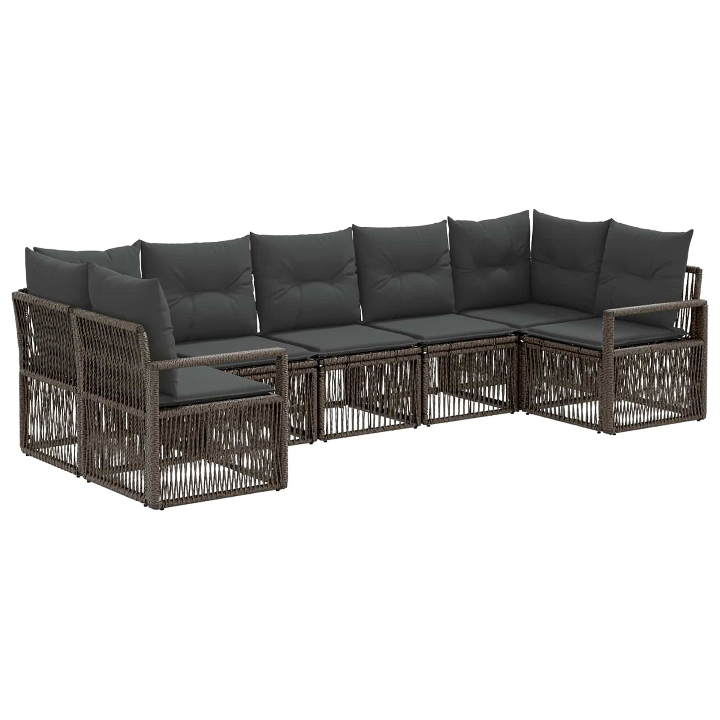 Set Divano da Giardino 7 pz 7-Numero di posti Grigio polyrattan | homemem39