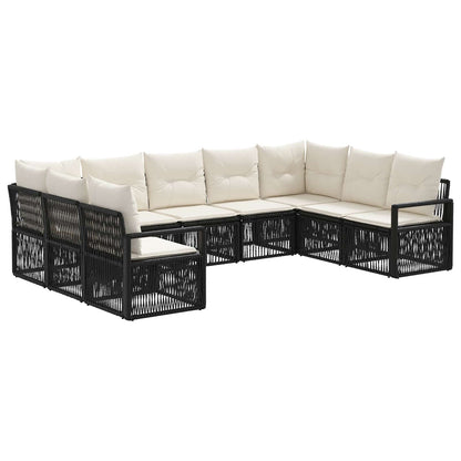 Set Divano da Giardino 9 pcs Nero polyrattan | homemem39