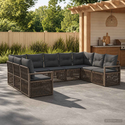 Set Divano da Giardino 9 pcs Grigio polyrattan | homemem39