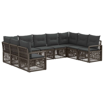 Set Divano da Giardino 9 pcs Grigio polyrattan | homemem39