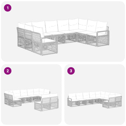 Set Divano da Giardino 9 pcs Grigio polyrattan | homemem39