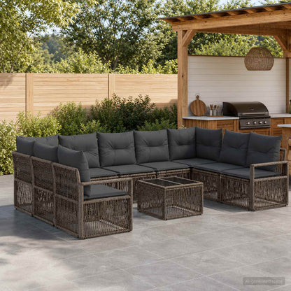 Set Divano da Giardino 10 pcs Grigio polyrattan | homemem39