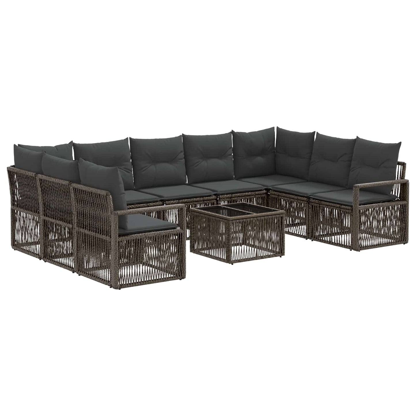 Set Divano da Giardino 10 pcs Grigio polyrattan | homemem39