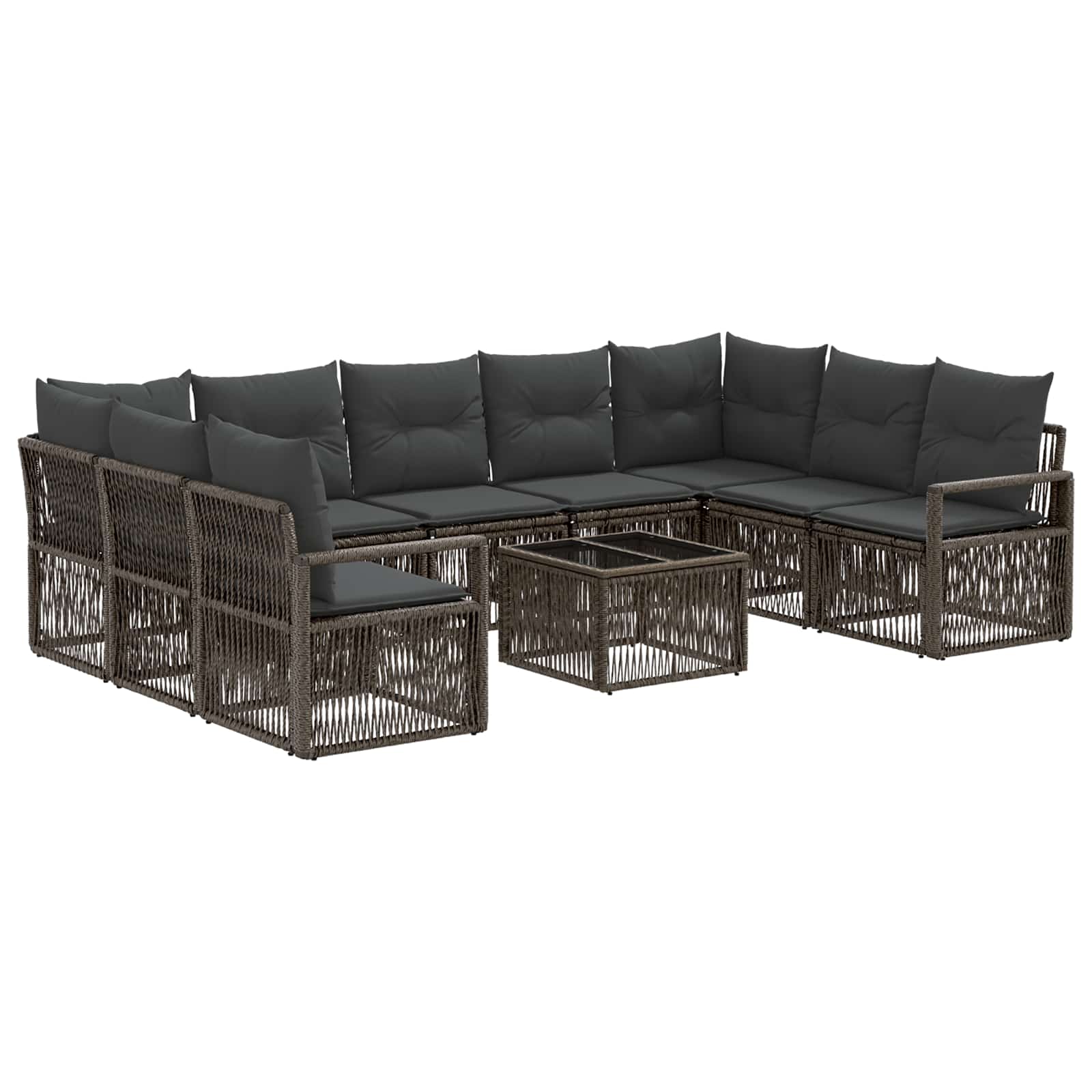 Set Divano da Giardino 10 pcs Grigio polyrattan | homemem39