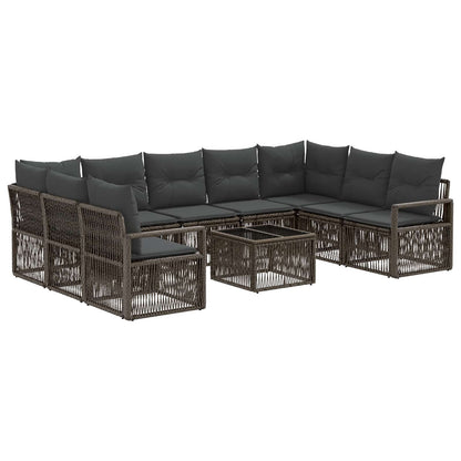 Set Divano da Giardino 10 pcs Grigio polyrattan | homemem39