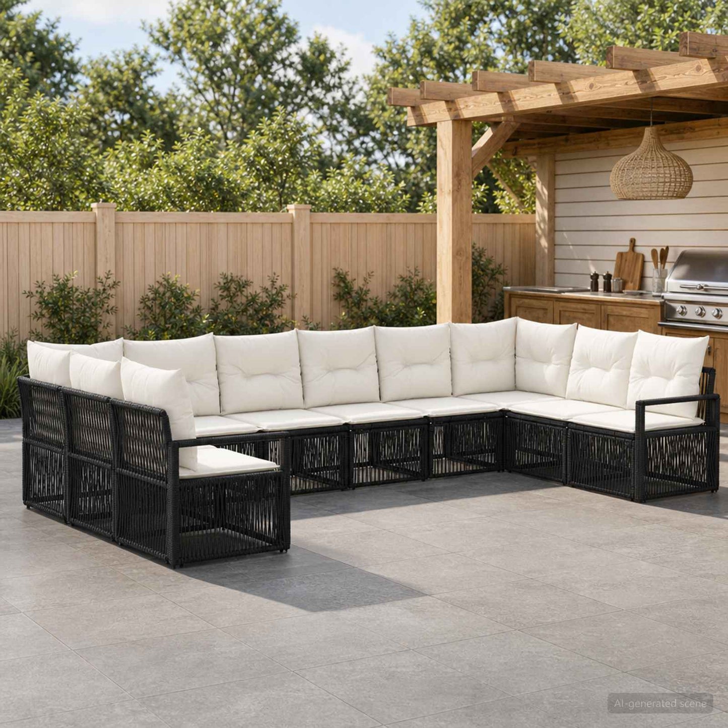 Set Divano da Giardino 10 pcs Nero polyrattan | homemem39
