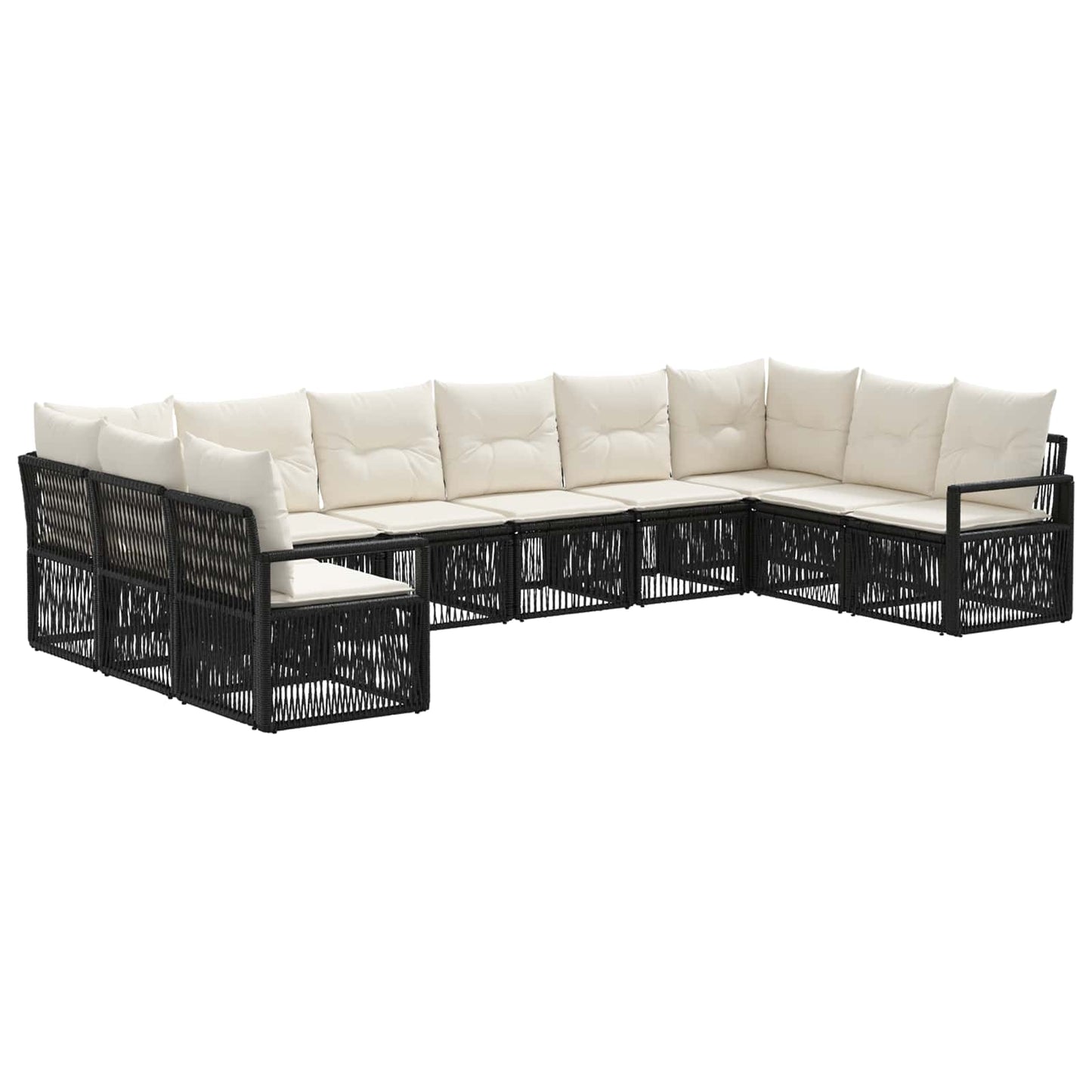 Set Divano da Giardino 10 pcs Nero polyrattan | homemem39