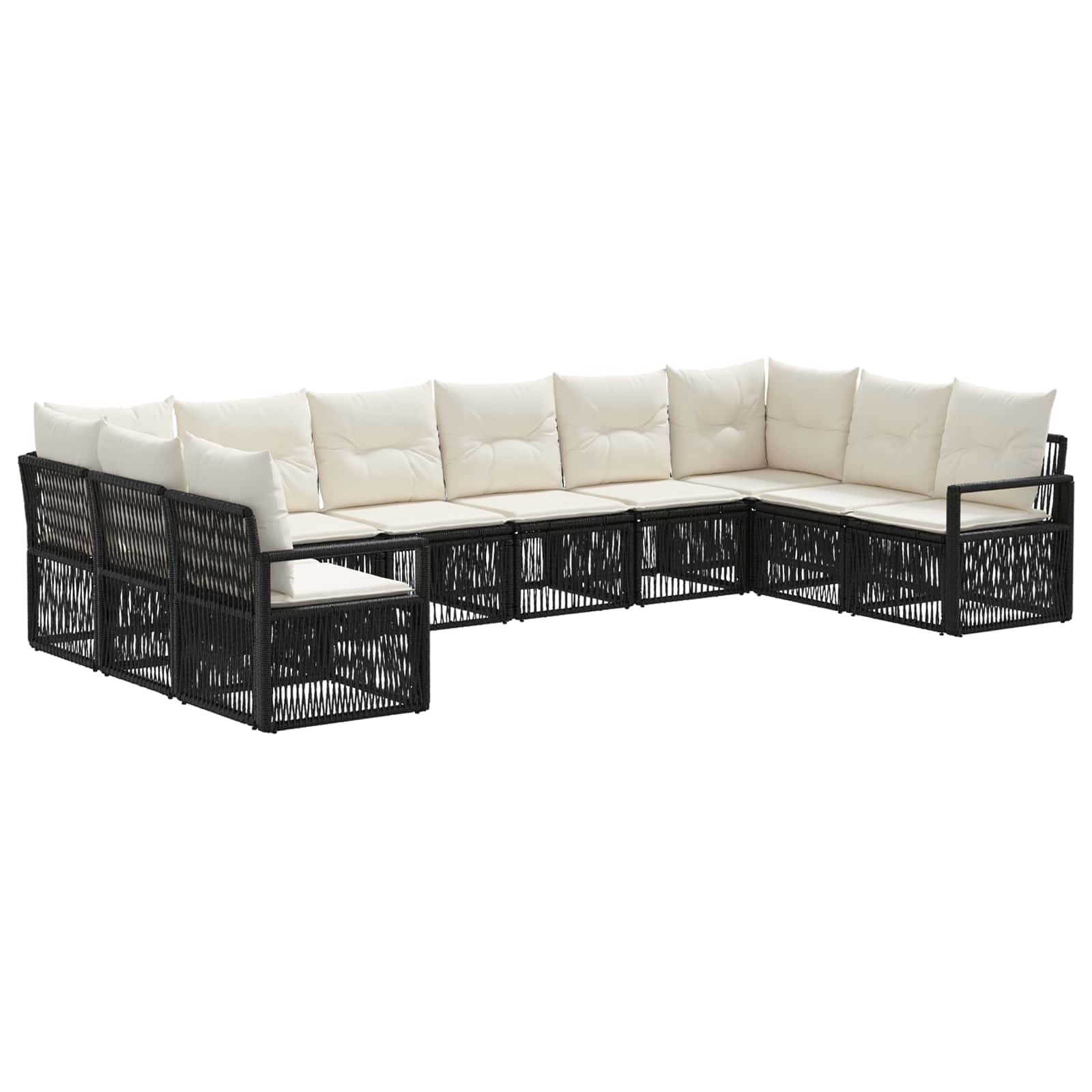 Set Divano da Giardino 10 pcs Nero polyrattan | homemem39