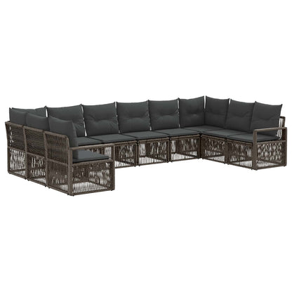 Set Divano da Giardino 10 pcs Grigio polyrattan | homemem39