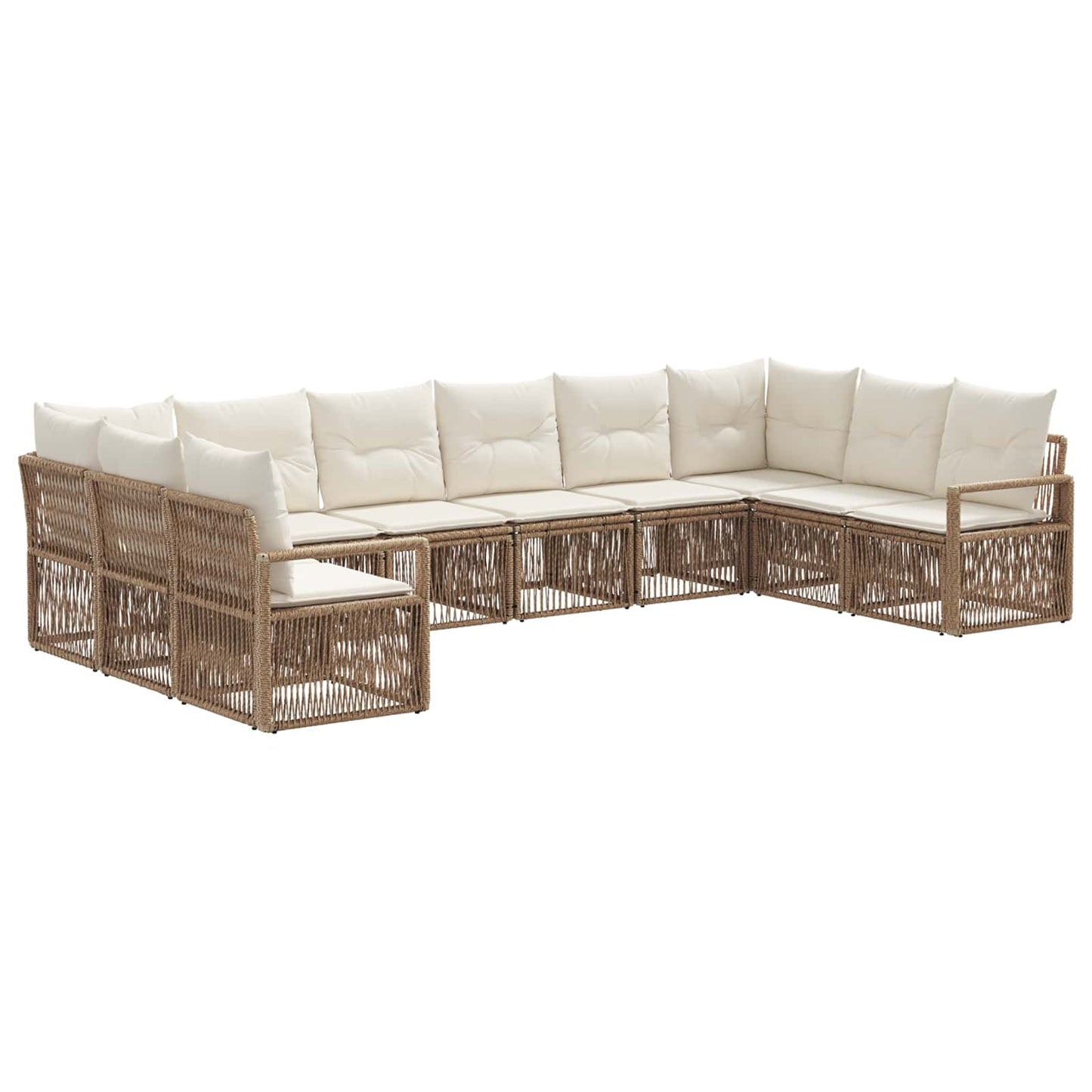 Set Divano da Giardino 10 pcs Beige polyrattan | homemem39