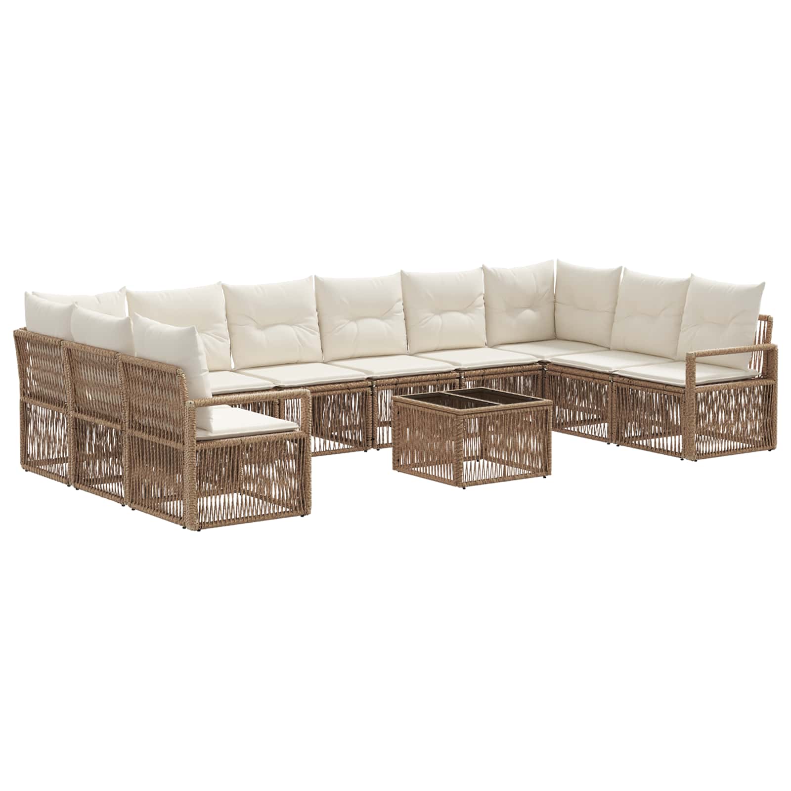 Set Divano da Giardino 11 pcs Beige polyrattan | homemem39
