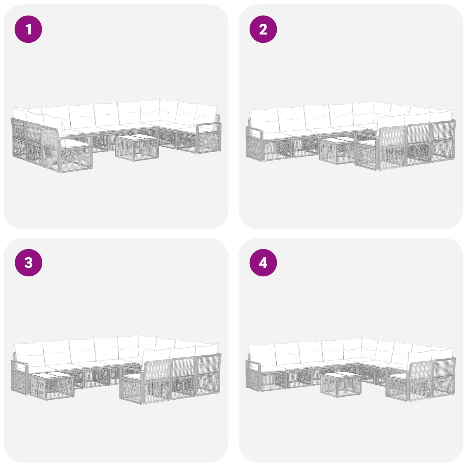 Set Divano da Giardino 11 pcs Beige polyrattan | homemem39