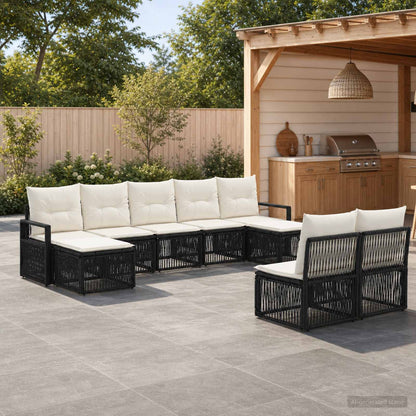 Set Divano da Giardino 9 pcs Nero polyrattan | homemem39