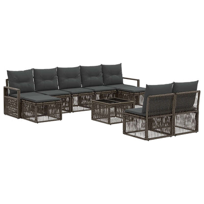 Set Divano da Giardino 10 pcs Grigio polyrattan | homemem39