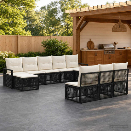 Set Divano da Giardino 10 pcs Nero polyrattan | homemem39