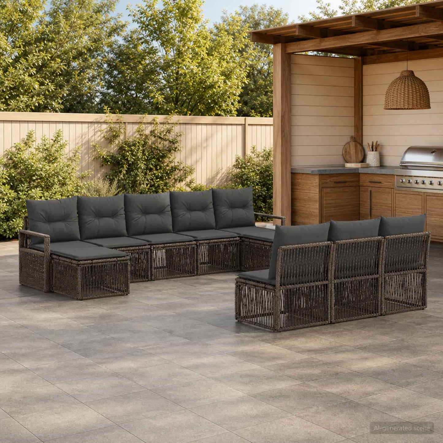Set Divano da Giardino 10 pcs Grigio polyrattan | homemem39