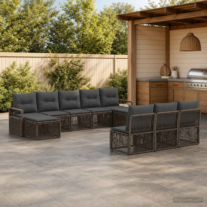 Set Divano da Giardino 10 pcs Grigio polyrattan | homemem39