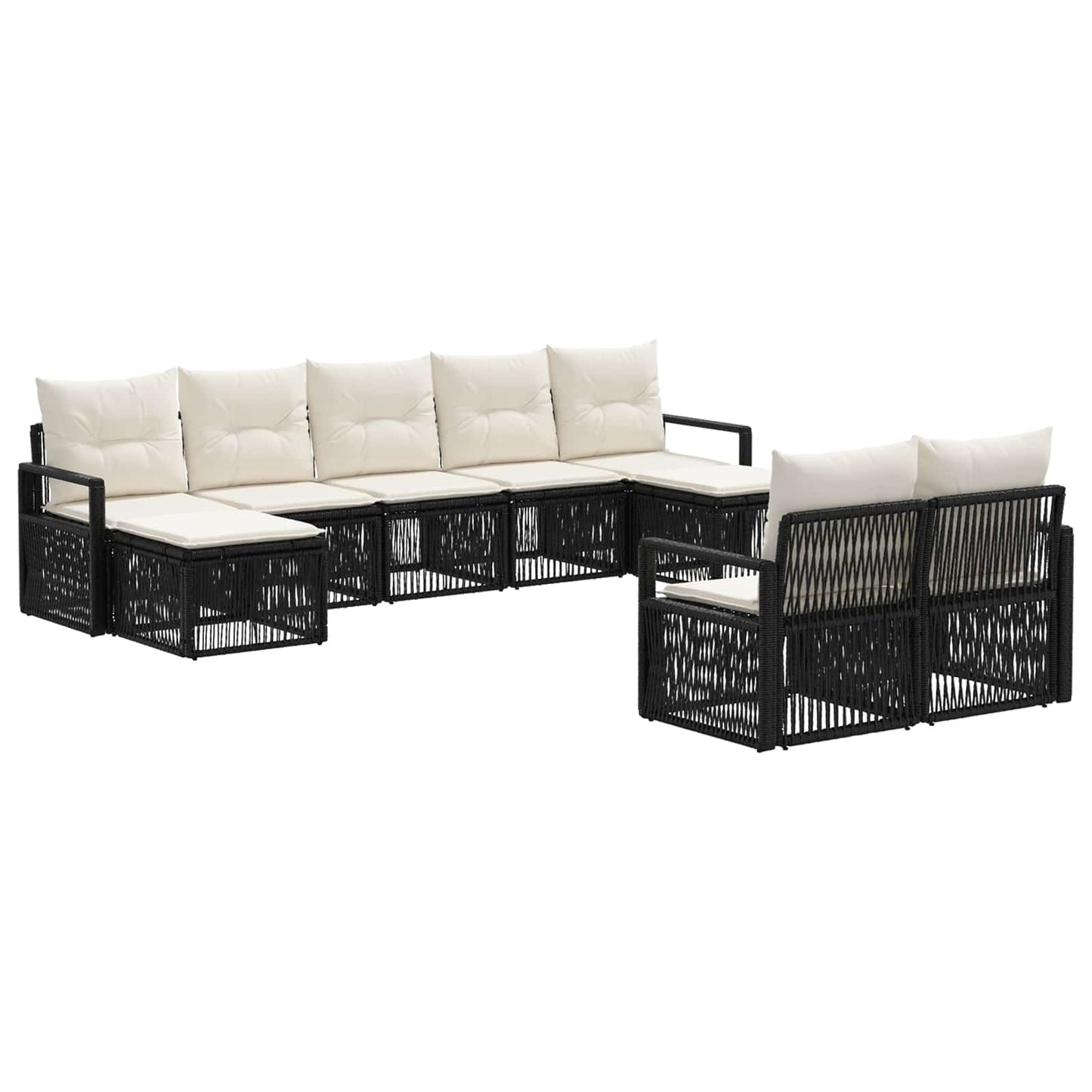 Set Divano da Giardino 9 pcs Nero polyrattan | homemem39
