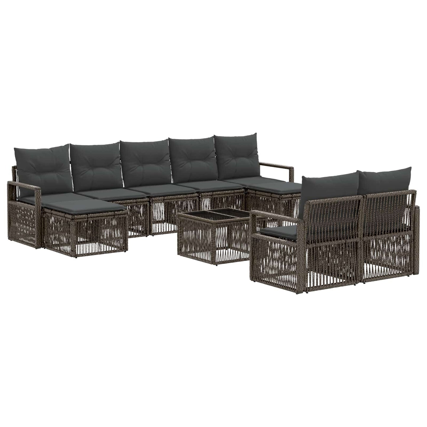 Set Divano da Giardino 10 pcs Grigio polyrattan | homemem39