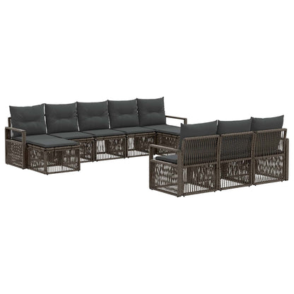 Set Divano da Giardino 10 pcs Grigio polyrattan | homemem39