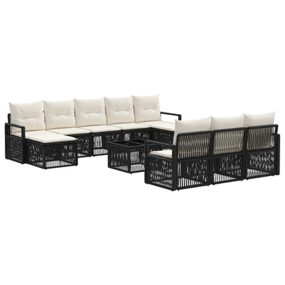 Set Divano da Giardino 11 pcs Nero polyrattan | homemem39