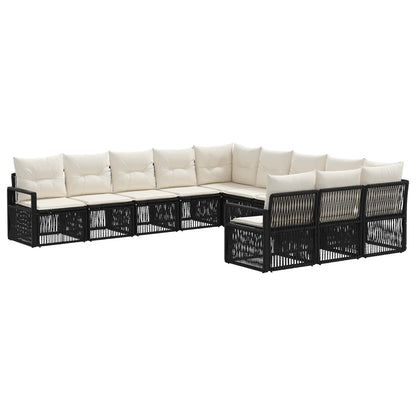 Set Divano da Giardino 11 pcs Nero polyrattan | homemem39