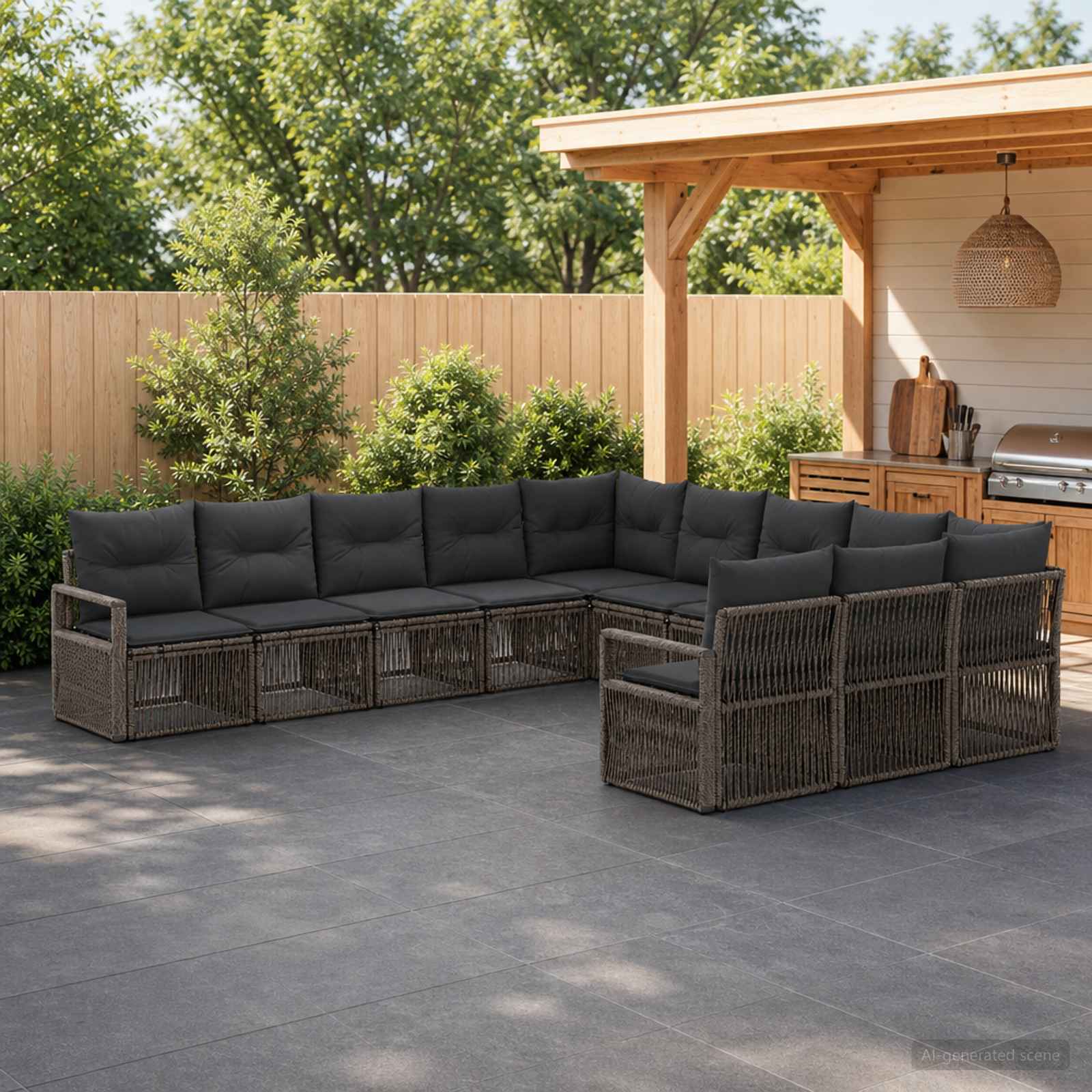 Set Divano da Giardino 11 pcs Grigio polyrattan | homemem39