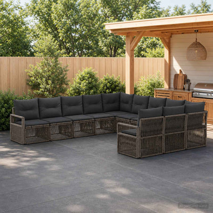 Set Divano da Giardino 11 pcs Grigio polyrattan | homemem39
