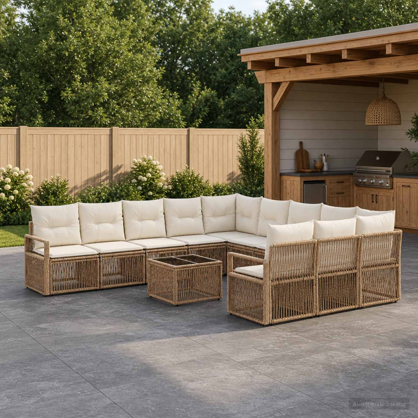 Set Divano da Giardino 12 pcs Beige polyrattan | homemem39