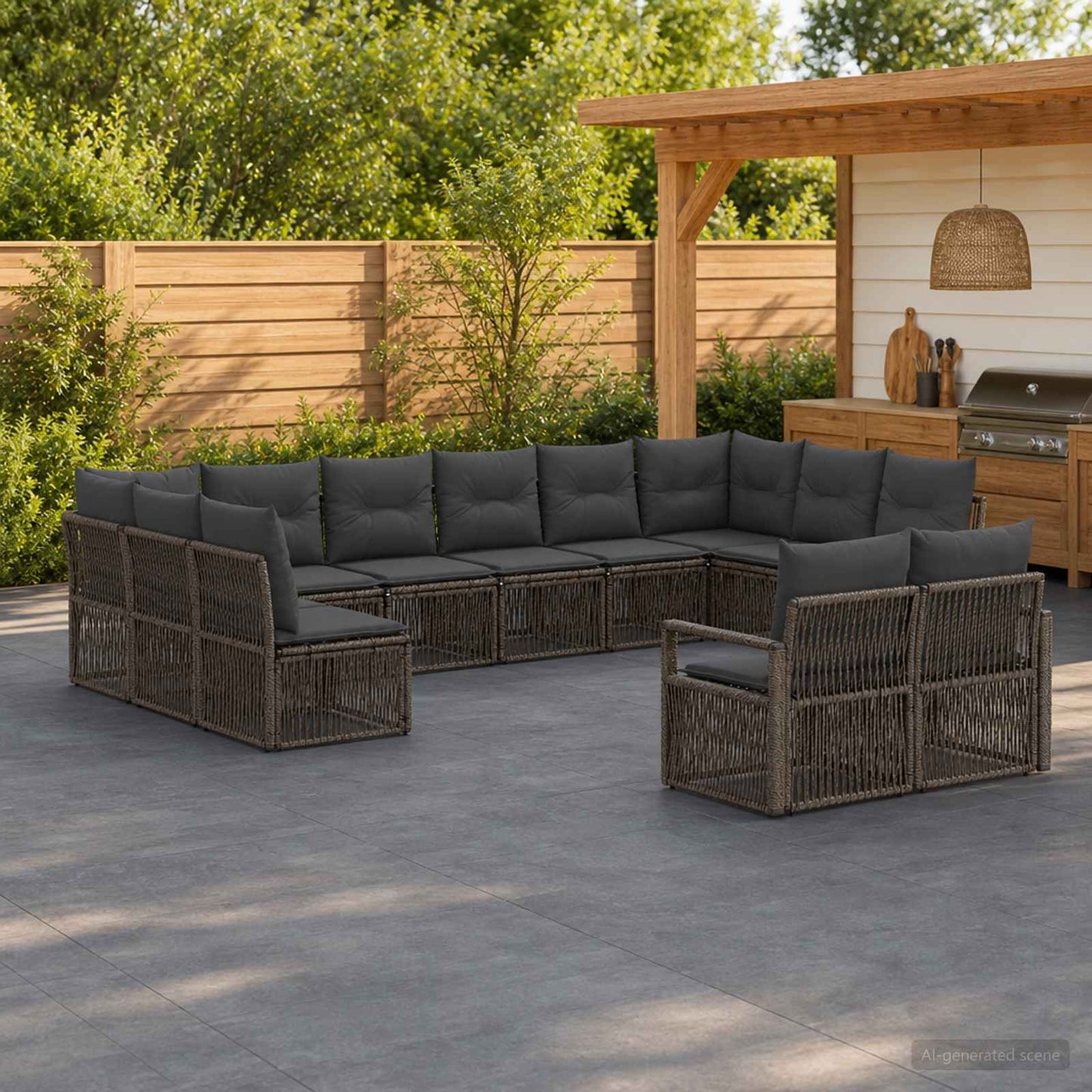 Set Divano da Giardino 12 pcs Grigio polyrattan | homemem39