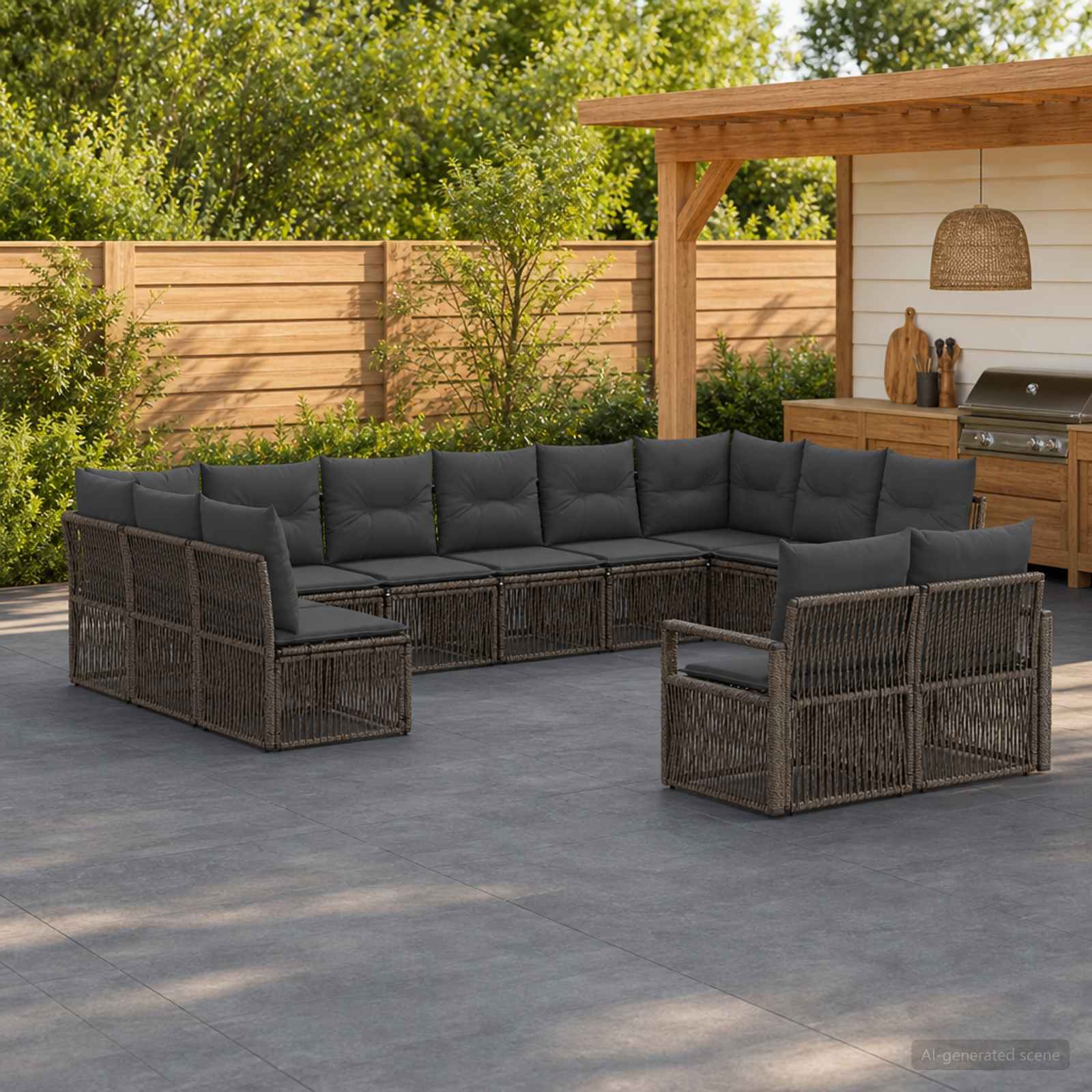 Set Divano da Giardino 12 pcs Grigio polyrattan | homemem39