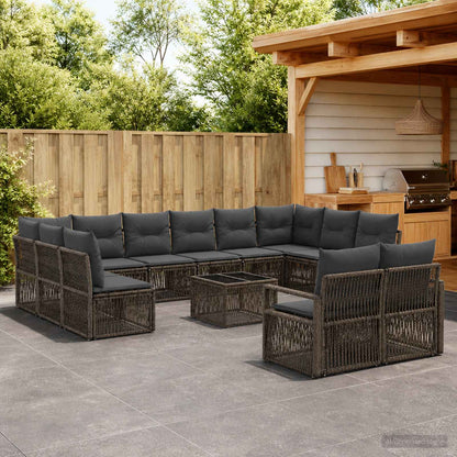 Set Divano da Giardino 13 pcs Grigio polyrattan | homemem39