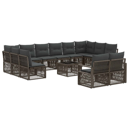 Set Divano da Giardino 13 pcs Grigio polyrattan | homemem39