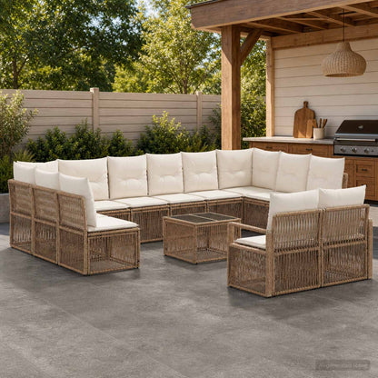 Set Divano da Giardino 13 pcs Beige polyrattan | homemem39