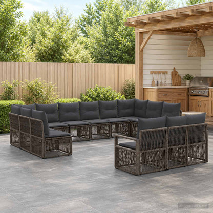 Set Divano da Giardino 13 pcs Grigio polyrattan | homemem39