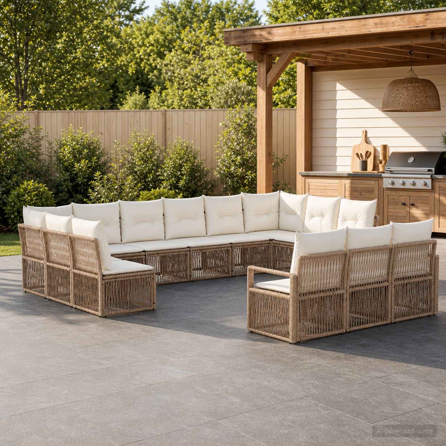 Set Divano da Giardino 13 pcs Beige polyrattan | homemem39