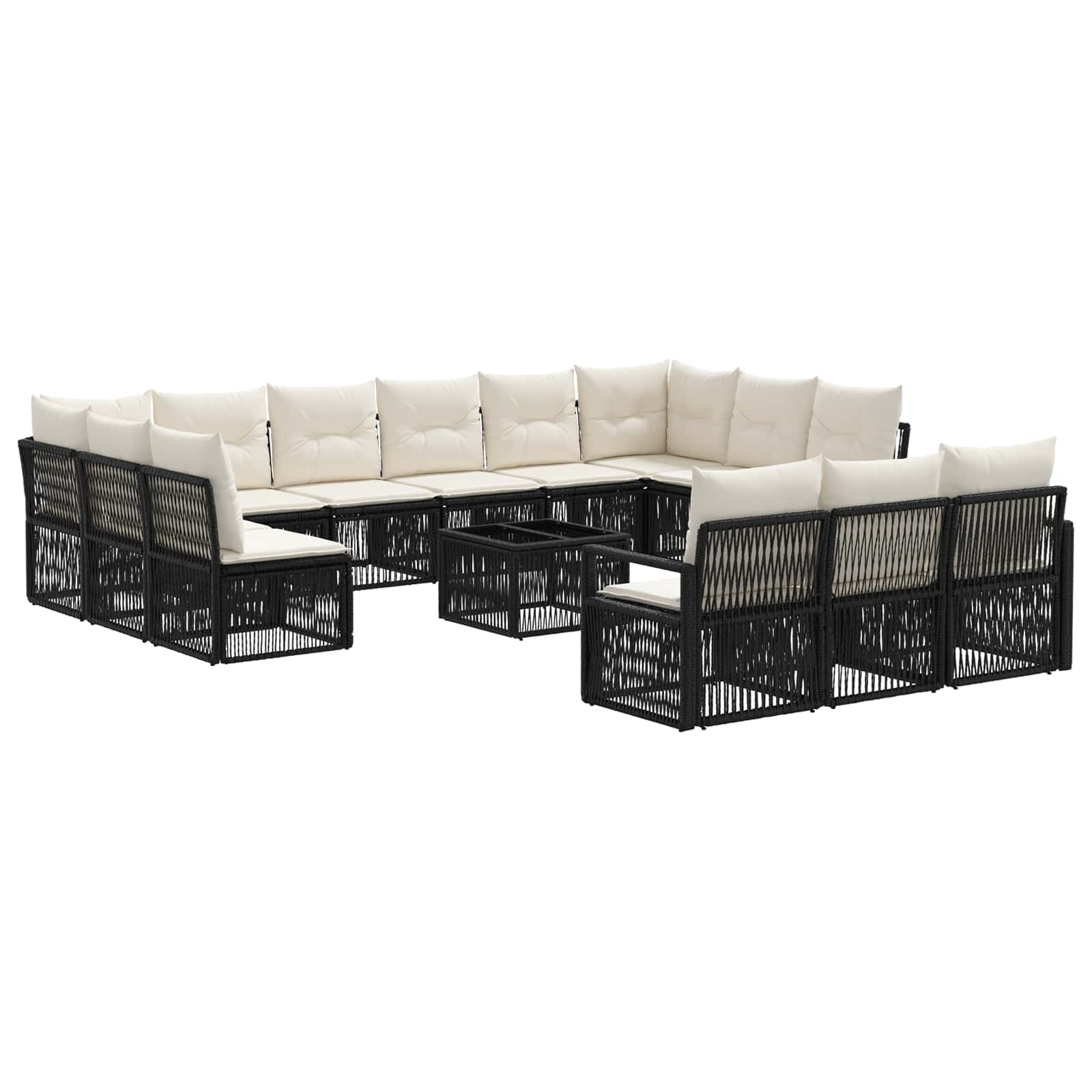 Set Divano da Giardino 14 pcs Nero polyrattan | homemem39