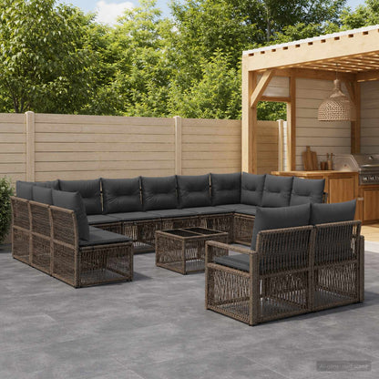 Set Divano da Giardino 14 pcs Grigio polyrattan | homemem39